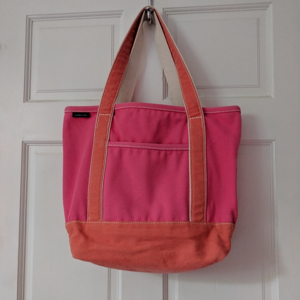 Lands' End Medium Hot Pink Canvas Tote Bag